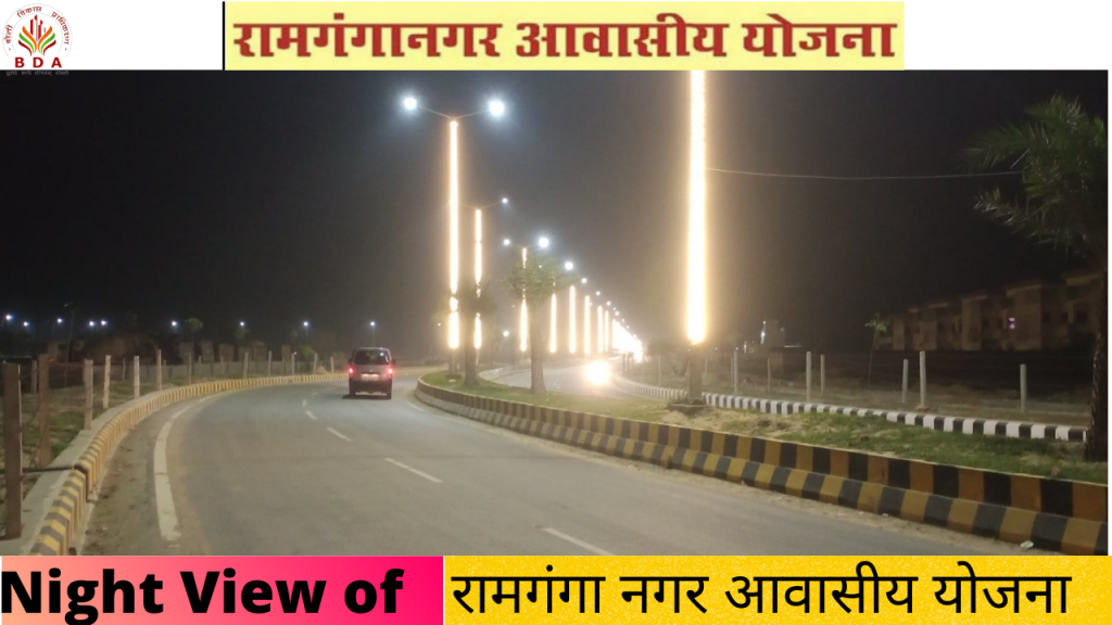 Night view of Ramganga nagar bareilly , 45 meter wide road